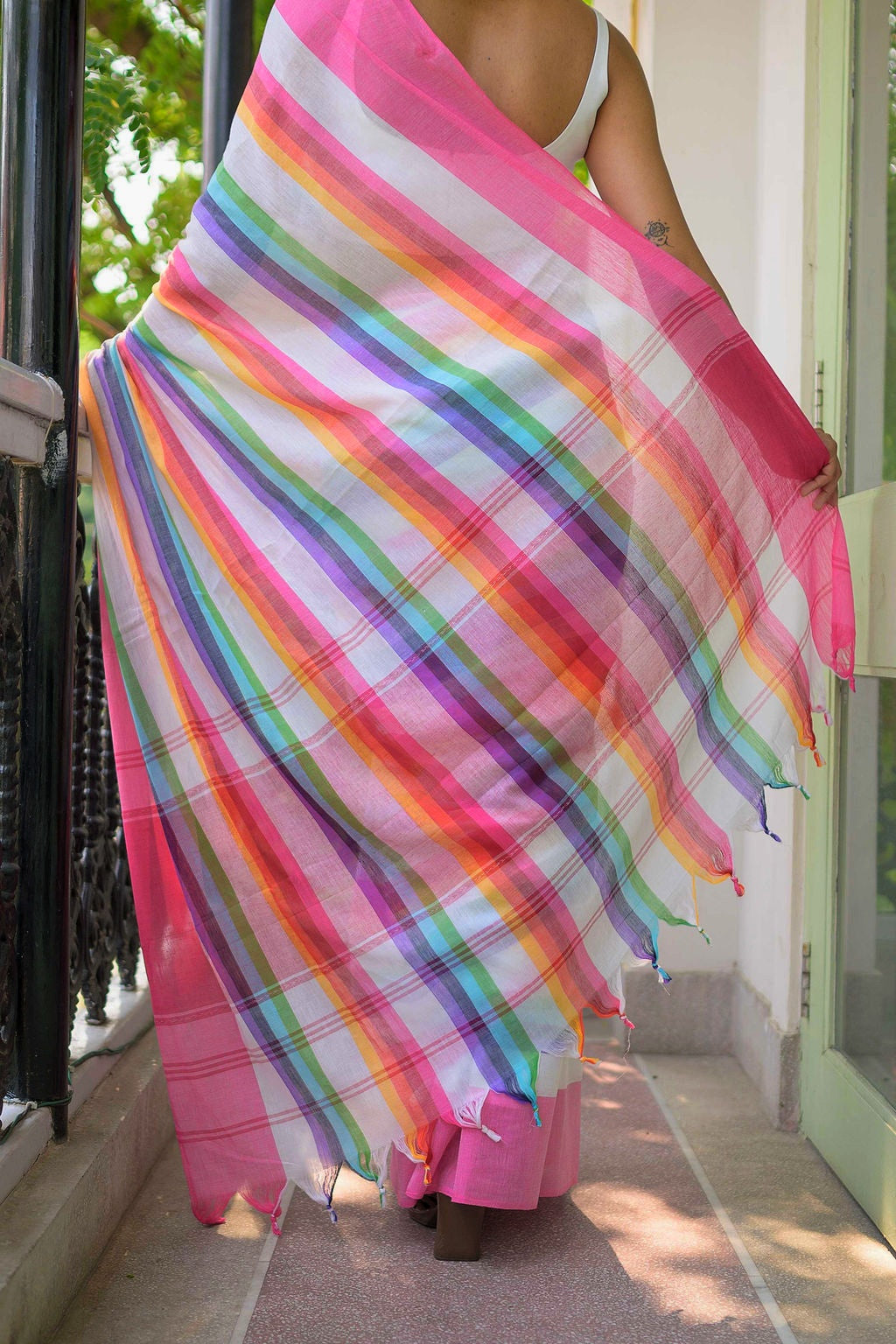 Rainbow Pure Cotton Saree