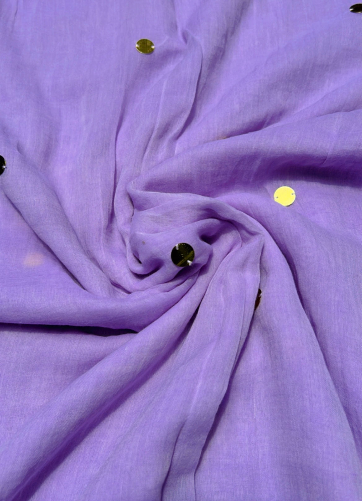 Lavender Sequined Mulmul Cotton Saree