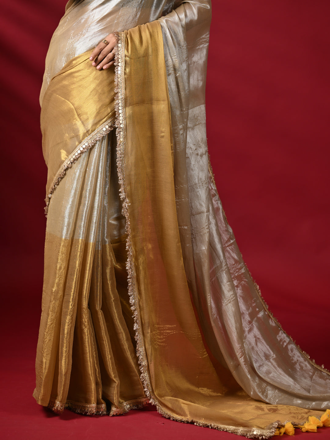 Golden Zari Tissue Saree