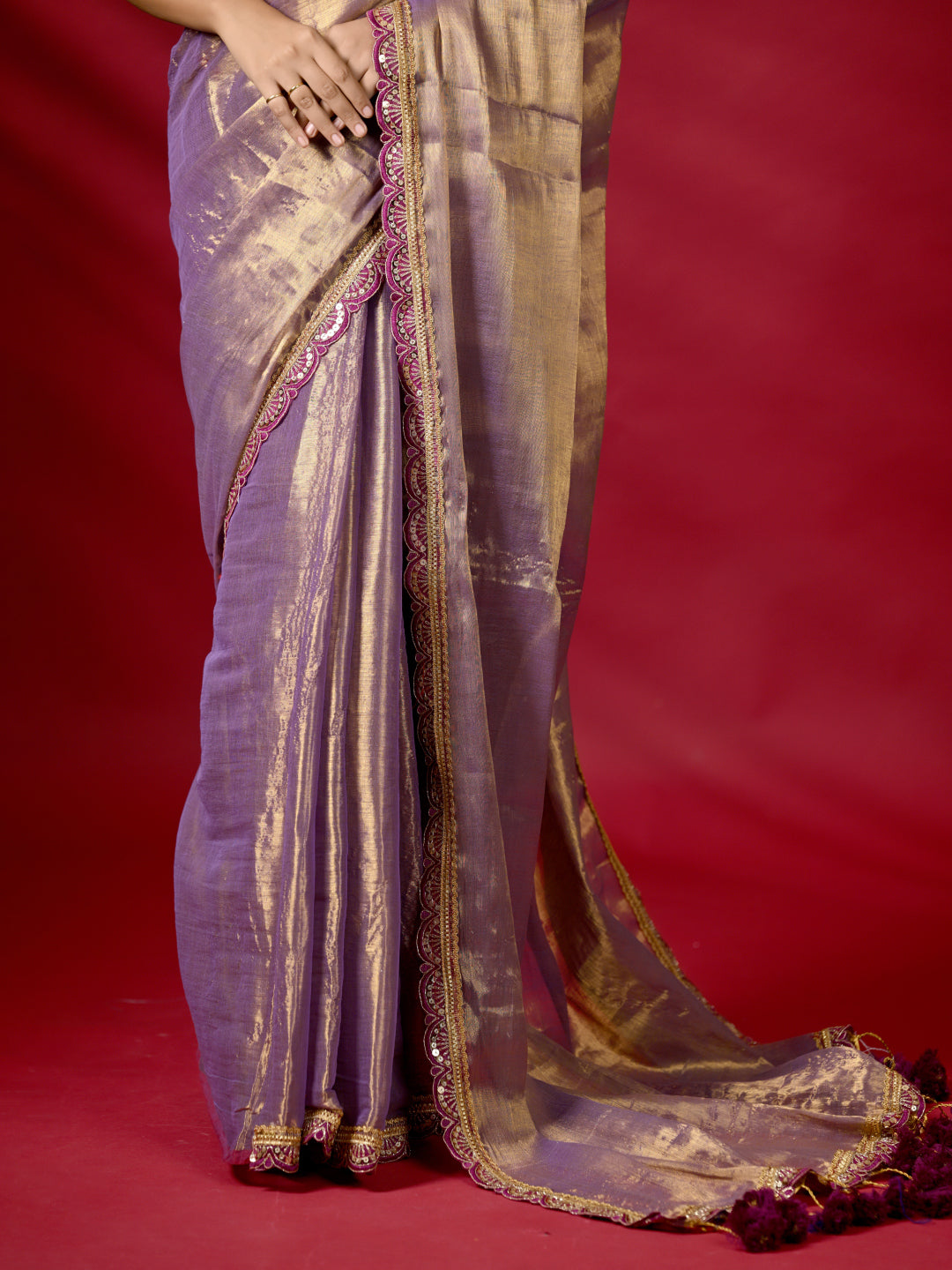 Purple Zari Tissue Saree