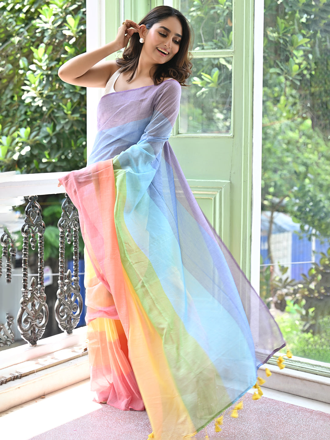 Prism Palate Mulmul Cotton Saree