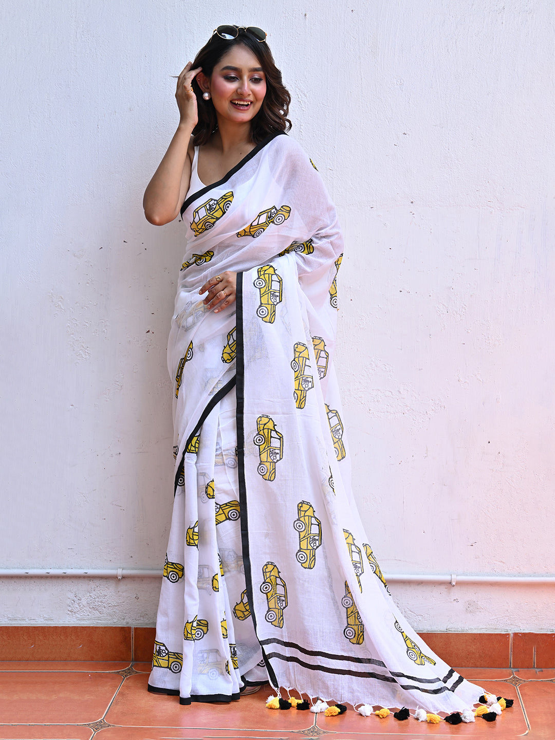 Yellow Taxi Mulmul Cotton Saree