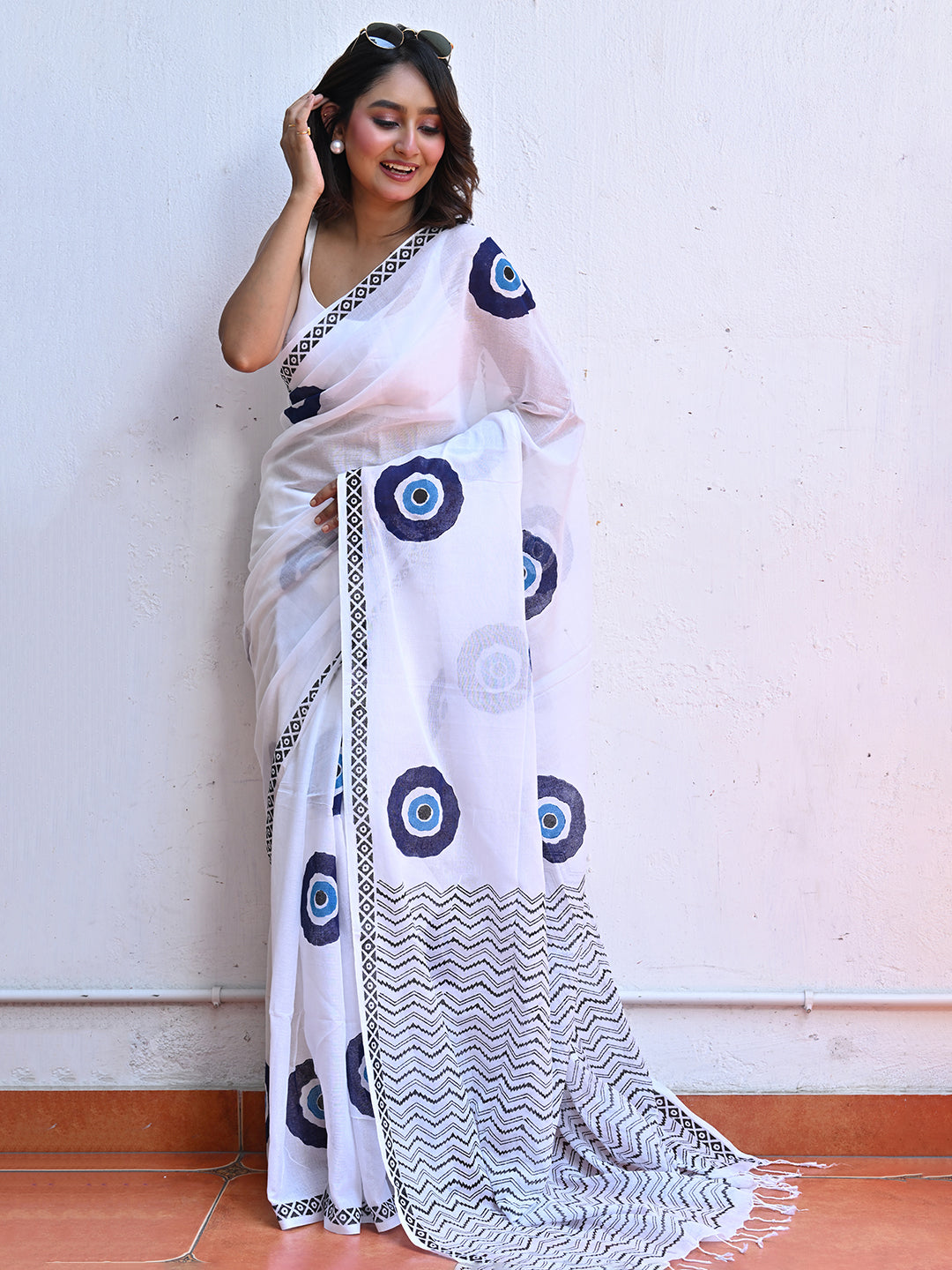 Evil Eye Mulmul Cotton Saree