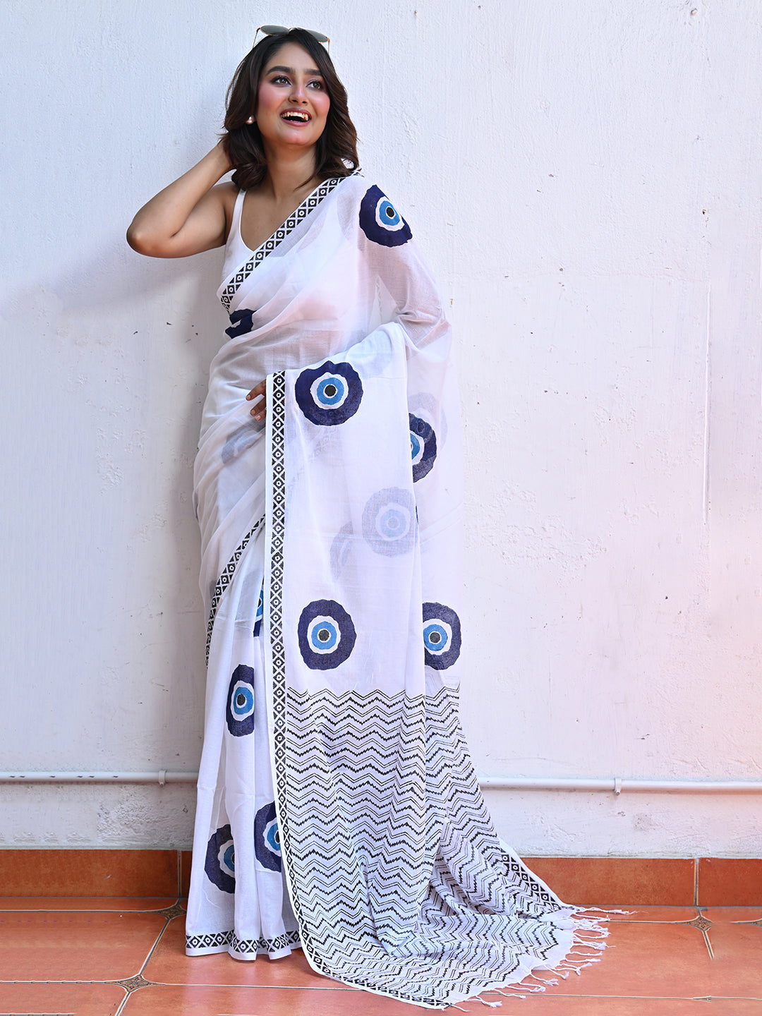 Evil Eye Mulmul Cotton Saree