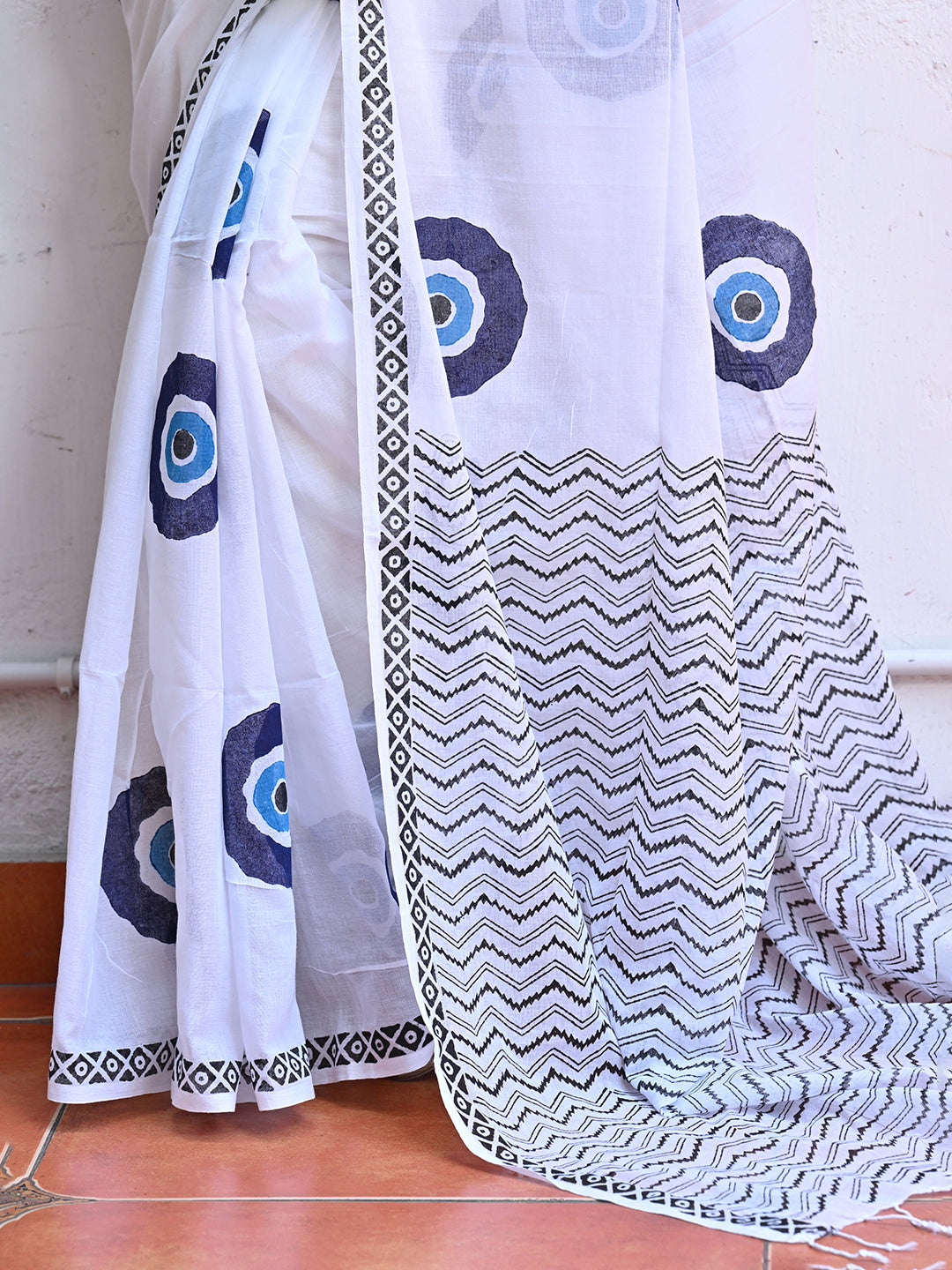 Evil Eye Mulmul Cotton Saree