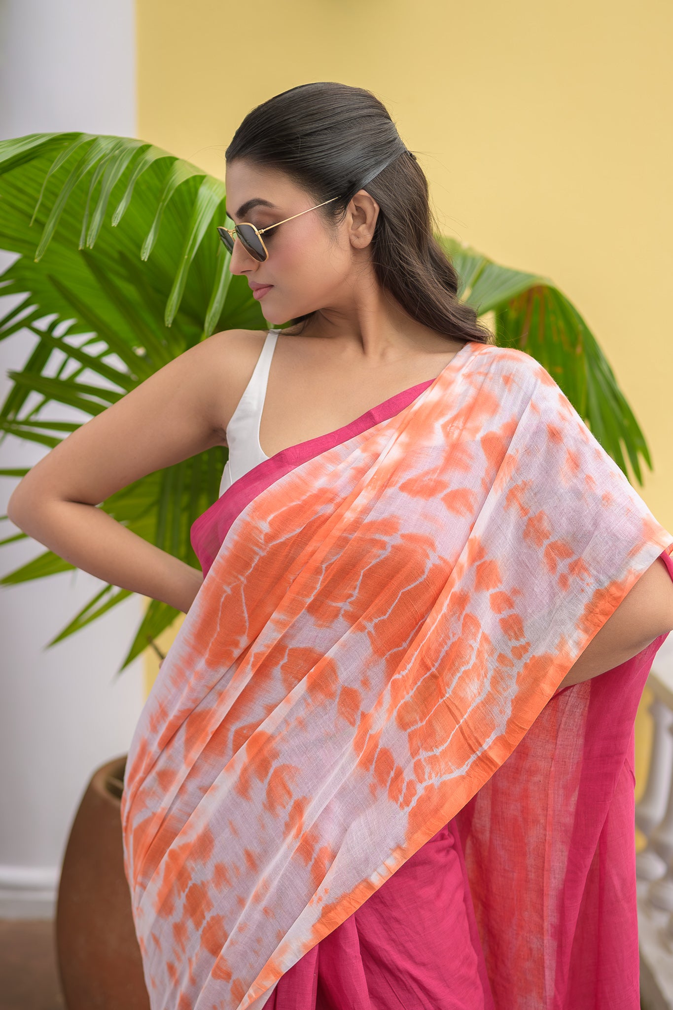 Pink Tie And Dye Mulmul Cotton Saree