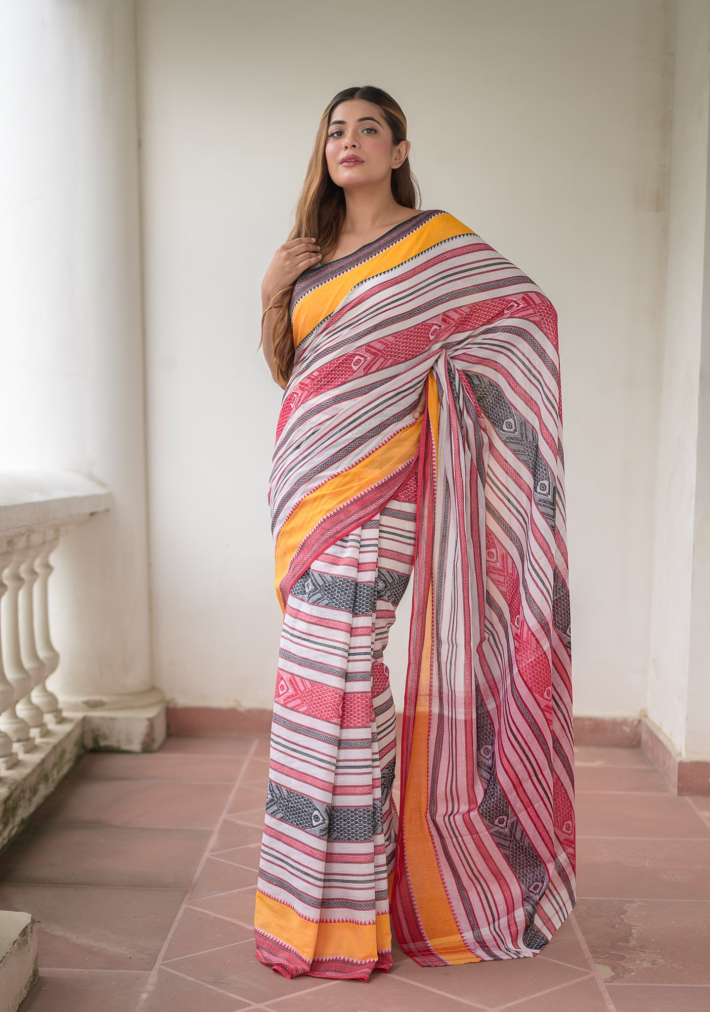 Fish Motifs Pure Cotton Saree