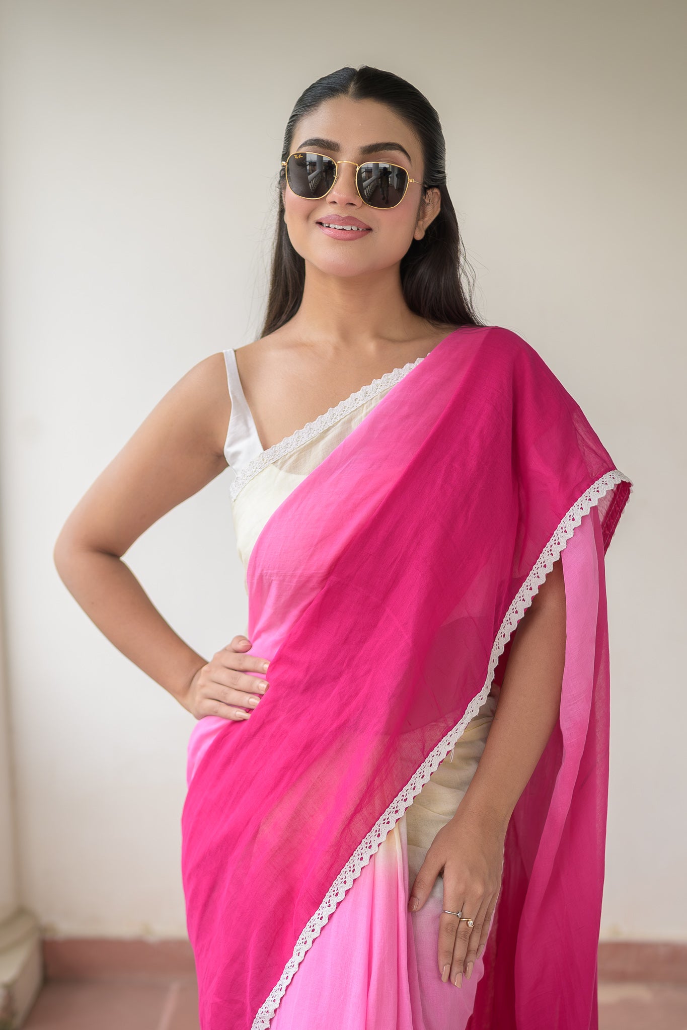 Pink Tie Dye Mulmul Cotton Saree