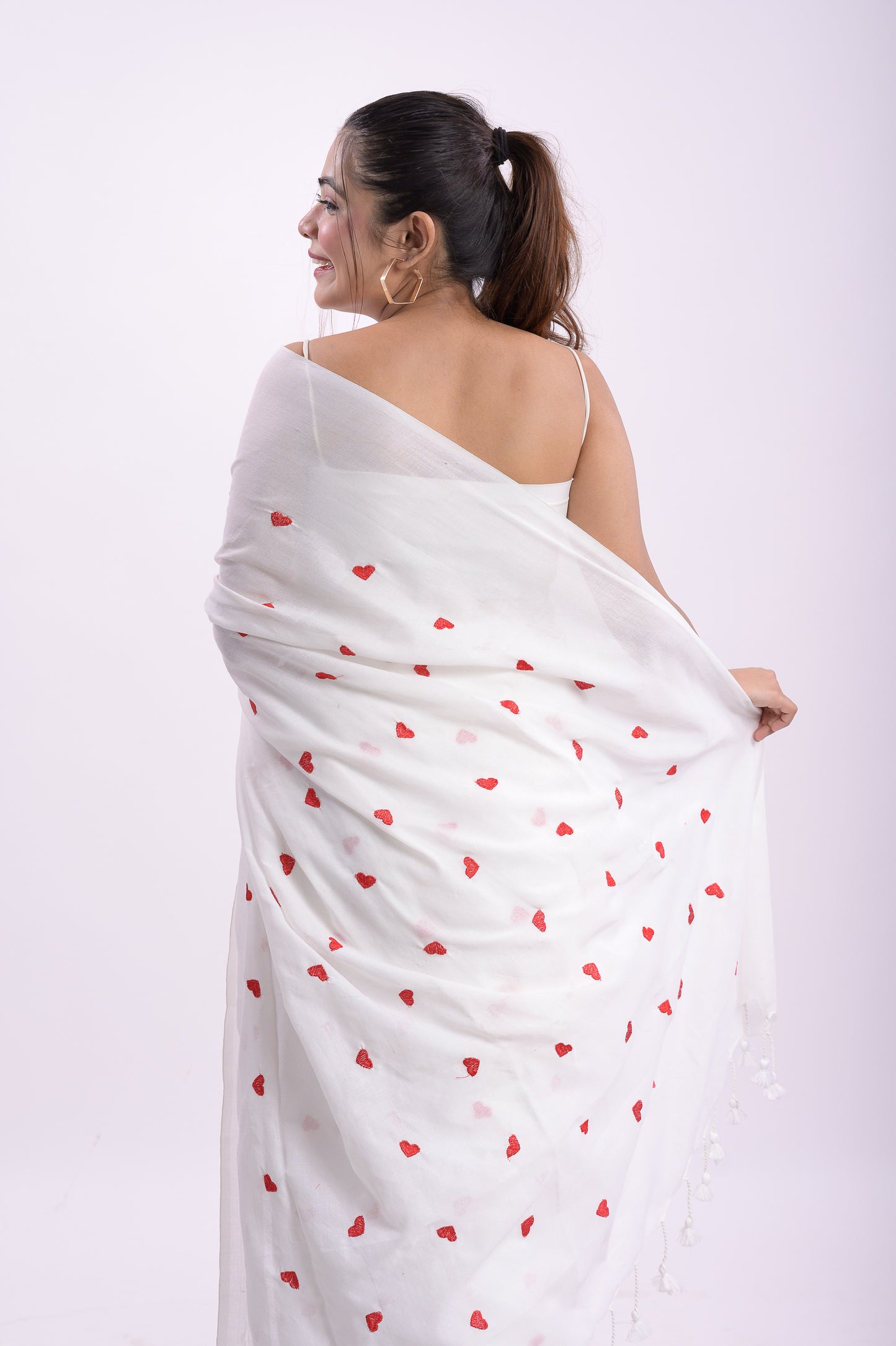 White Love Mulmul Cotton Saree
