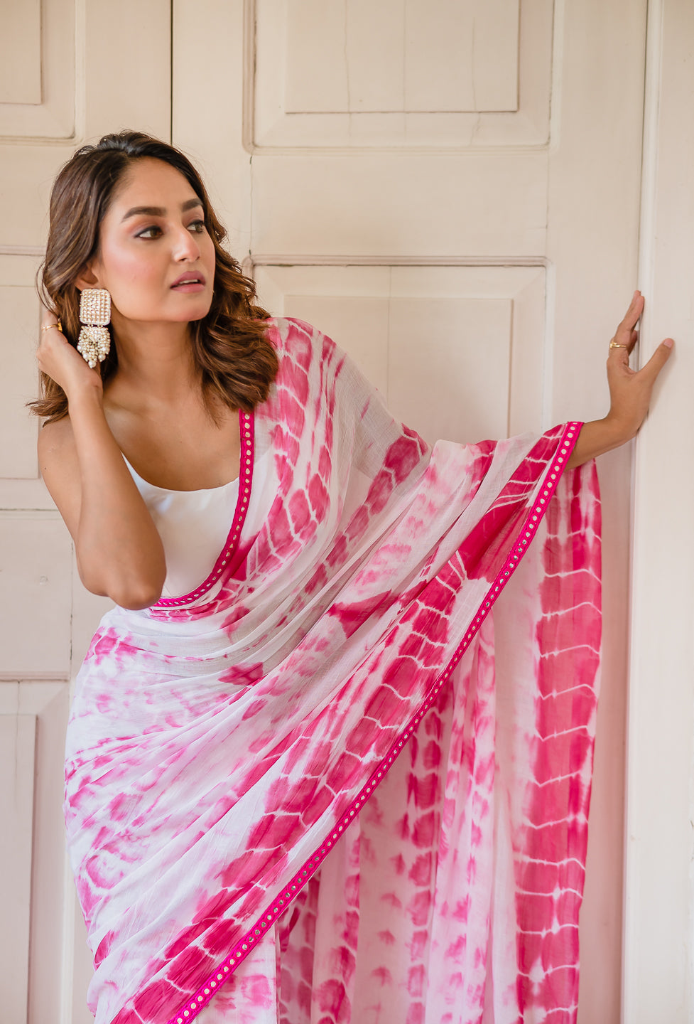 Pink Tie and Dye Mulmul Cotton Saree