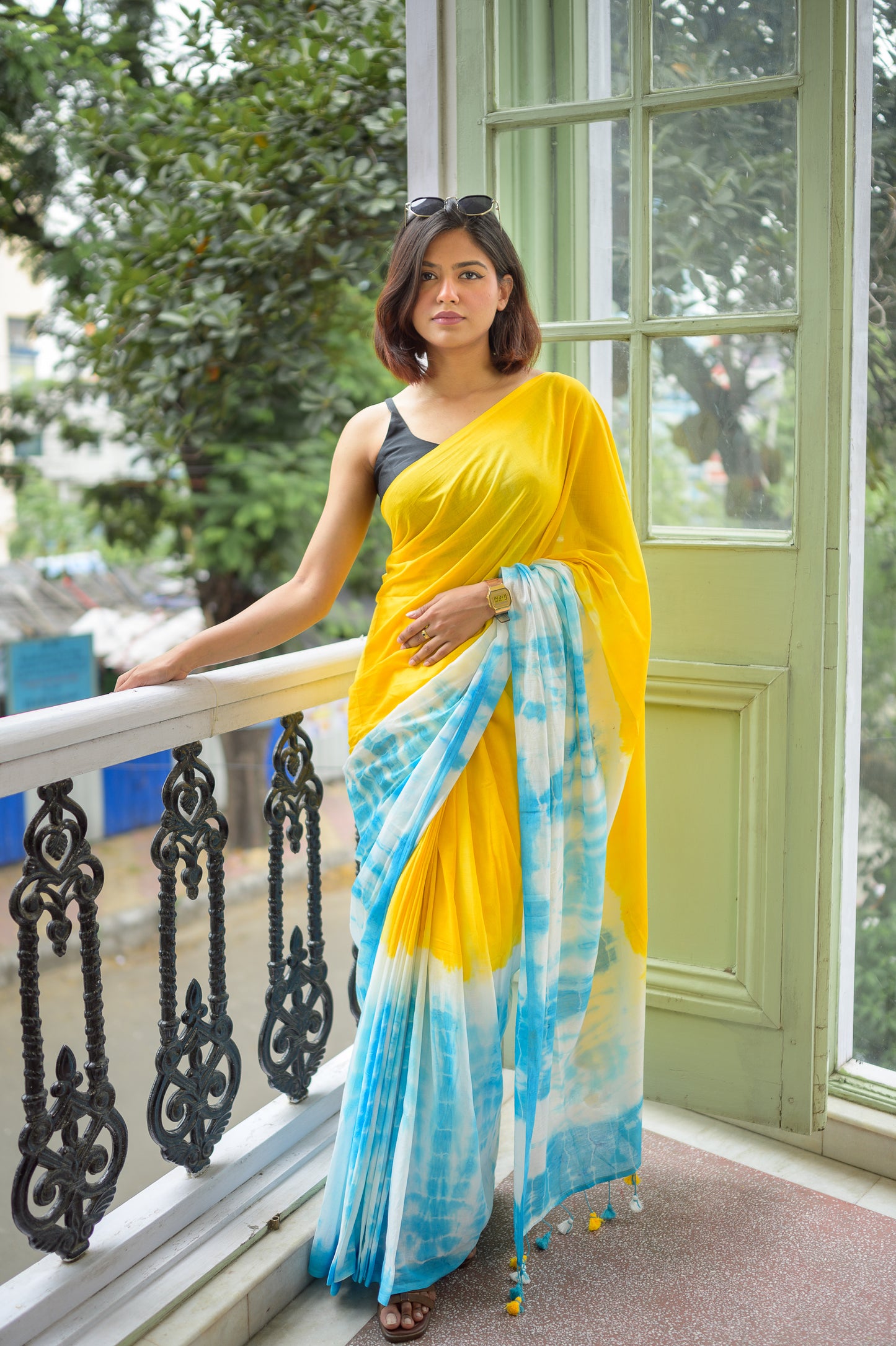 Tie and dye Mulmul Cotton Saree