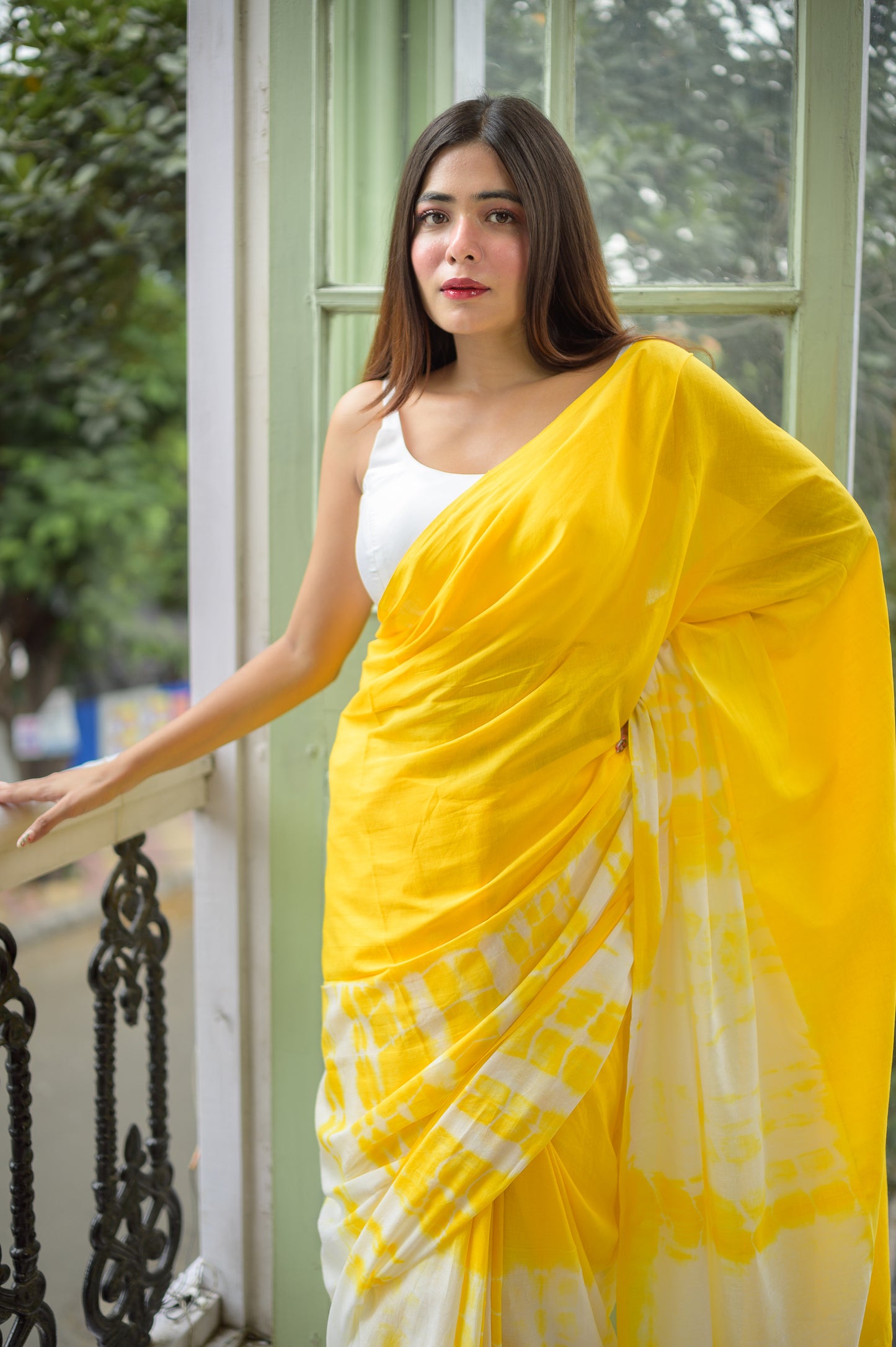 Yellow Tie and Dye Mulmul Cotton Saree