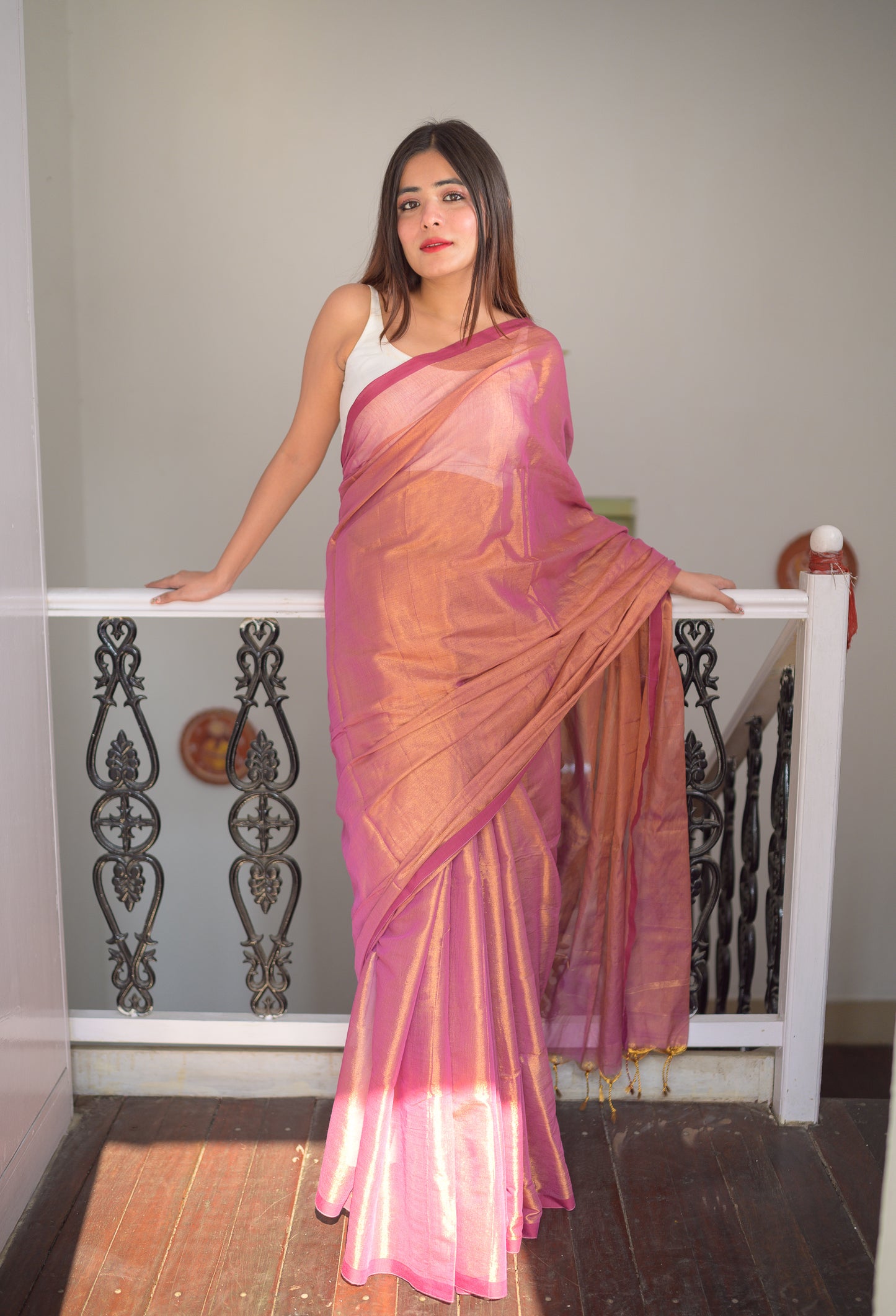 Pink Tissue Saree