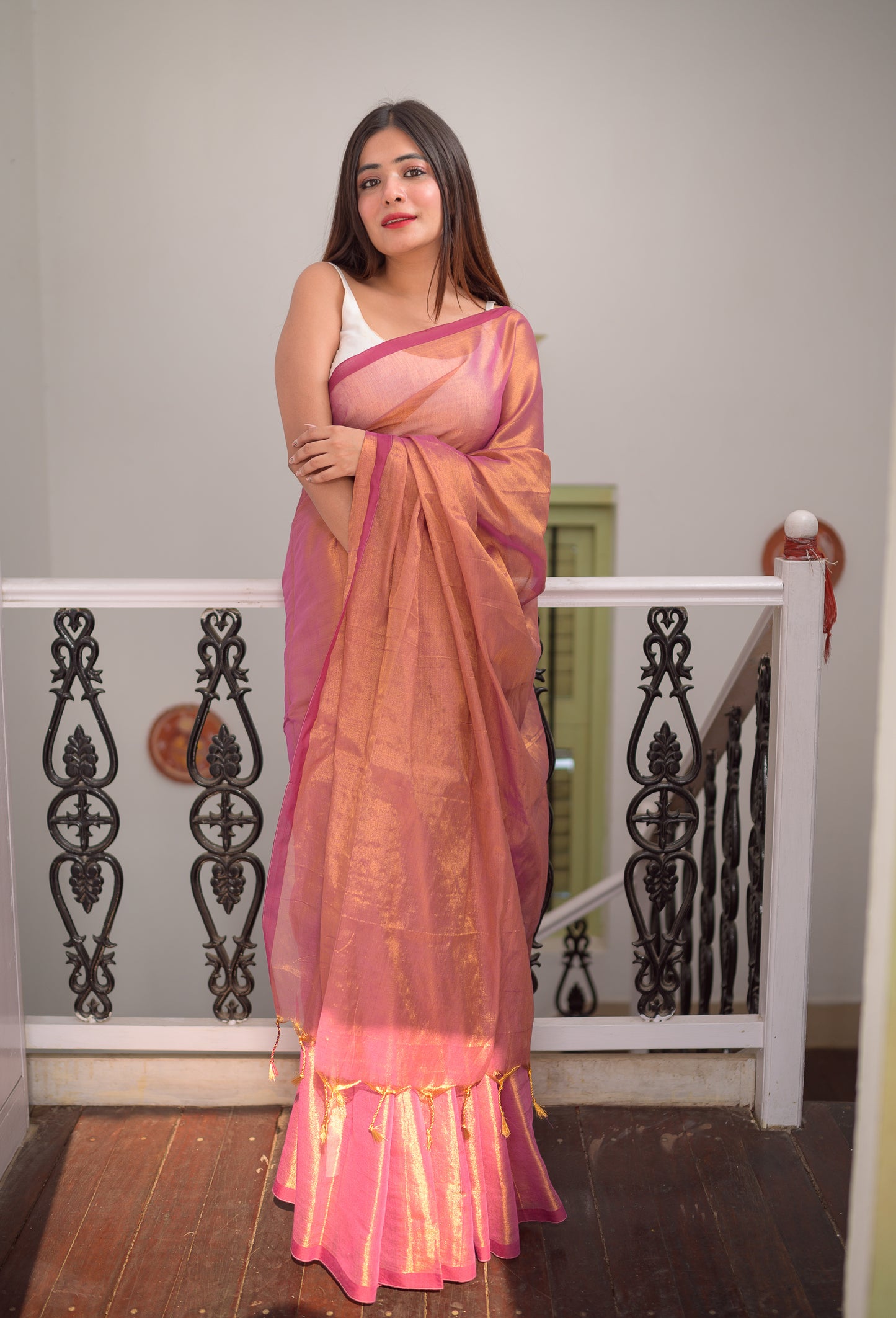 Pink Tissue Saree