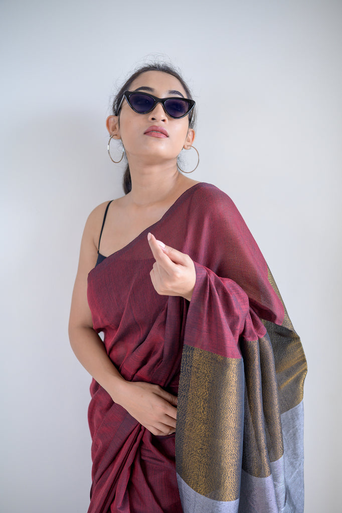 Brown Soft Cotton Saree