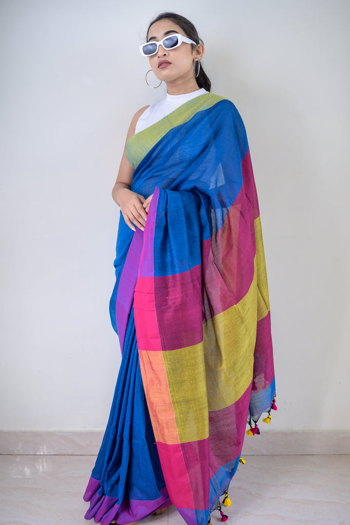 Blue Soft Cotton Saree