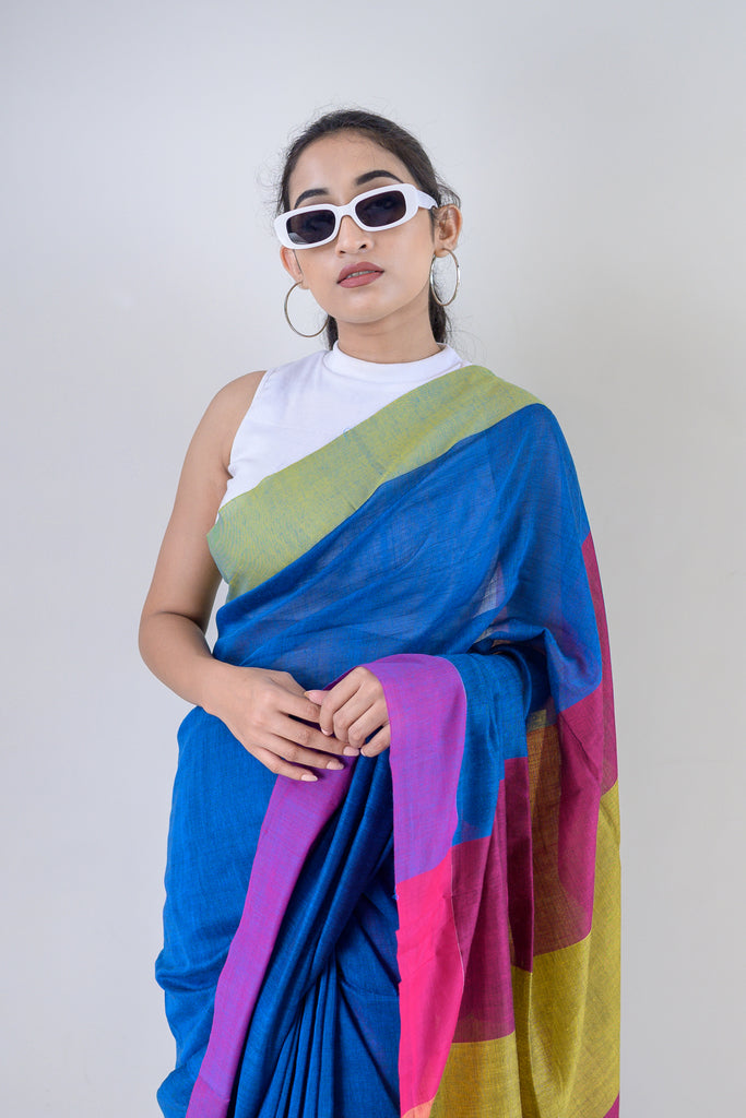 Blue Soft Cotton Saree