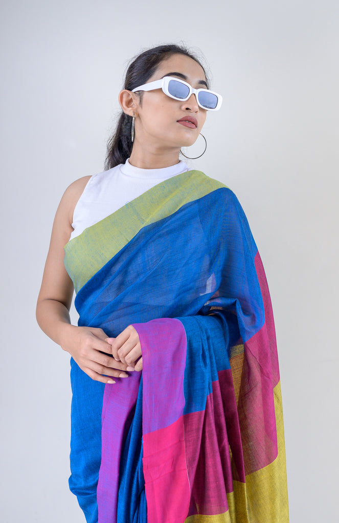 Blue Soft Cotton Saree