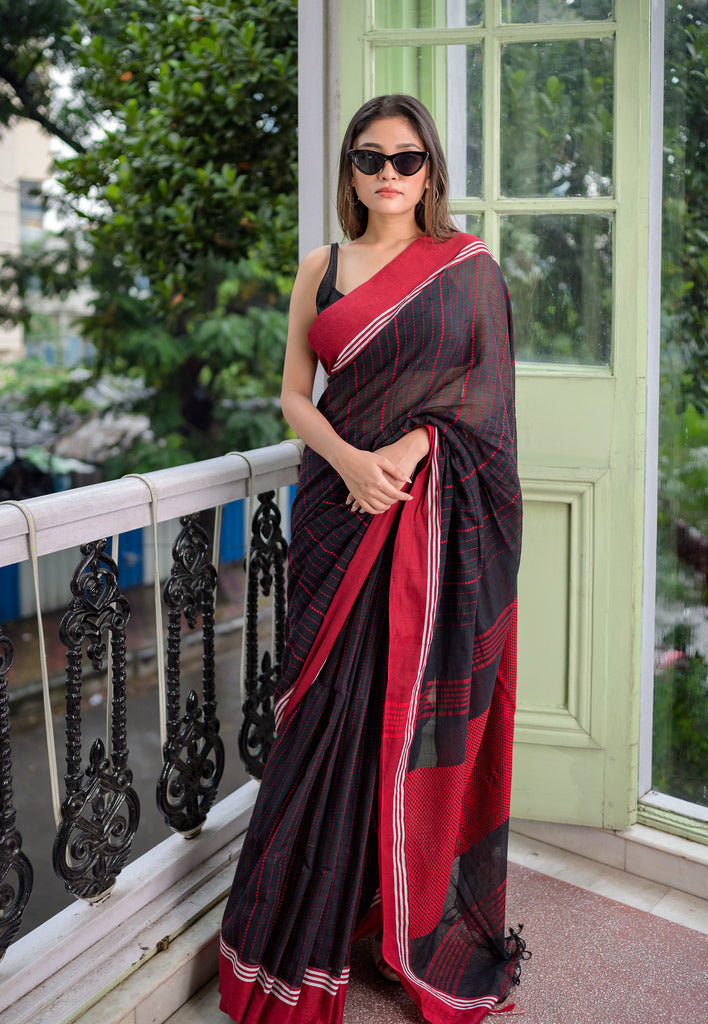 Classic Black Cotton Saree
