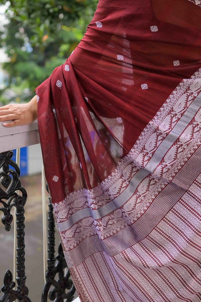 Classic Maroon Cotton Saree