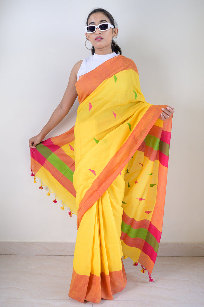 Yellow Cotton Saree