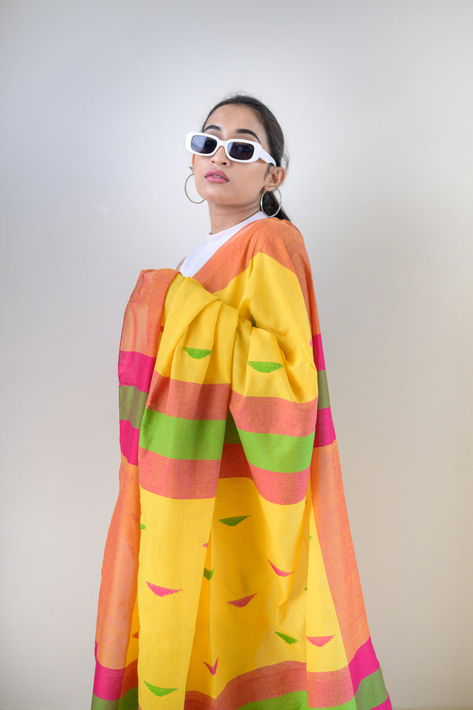 Yellow Cotton Saree