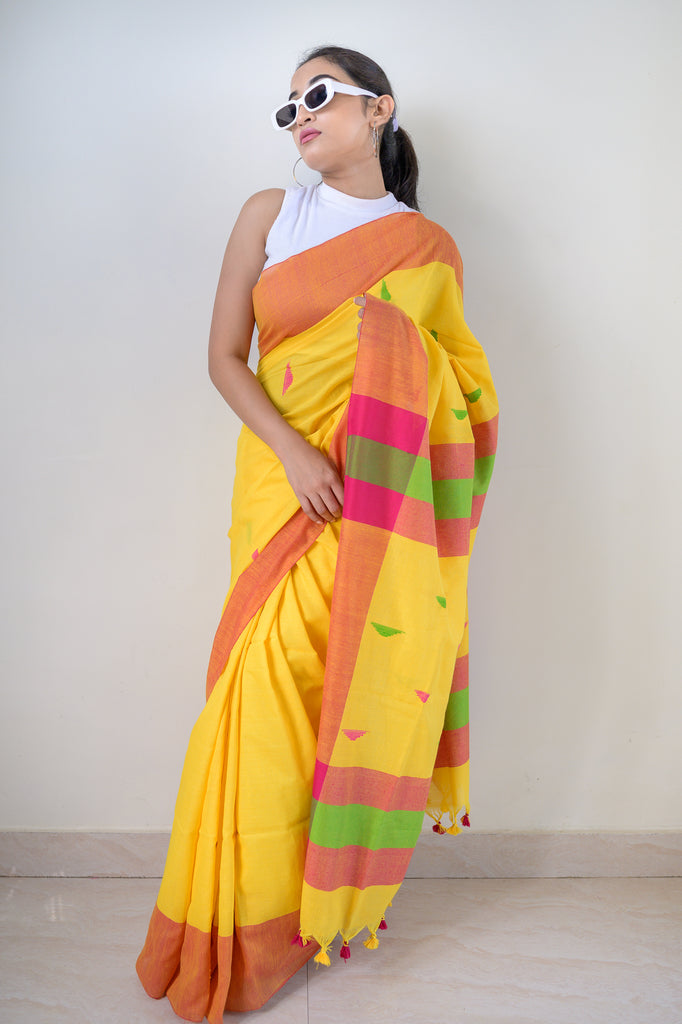 Yellow Cotton Saree