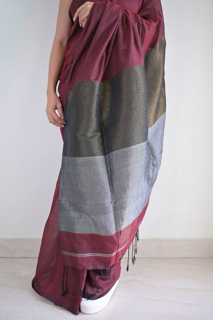 Brown Soft Cotton Saree