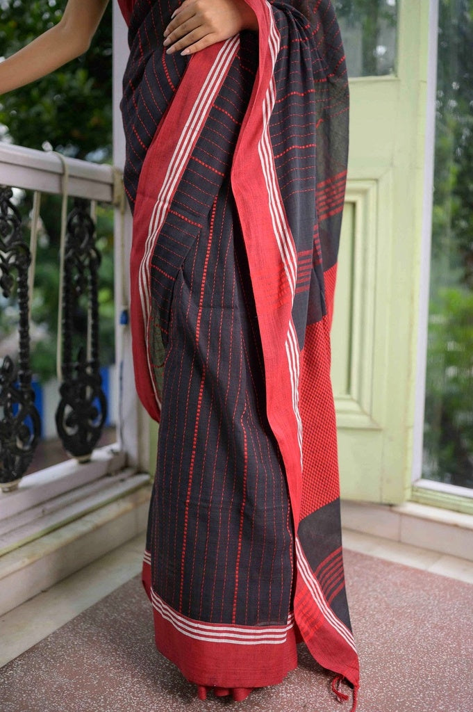 Classic Black Cotton Saree