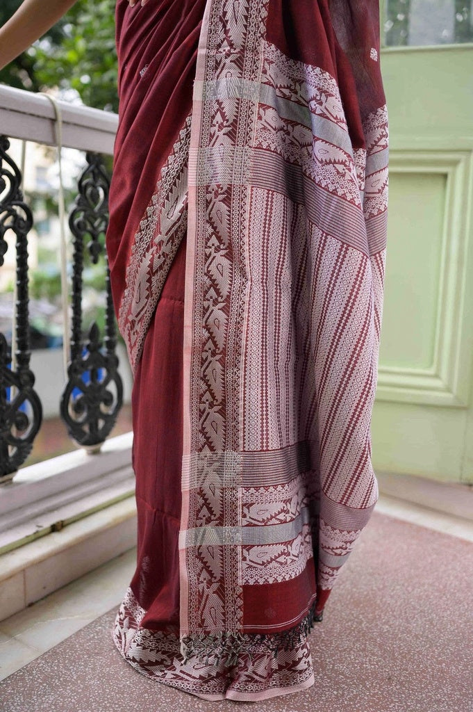 Classic Maroon Cotton Saree