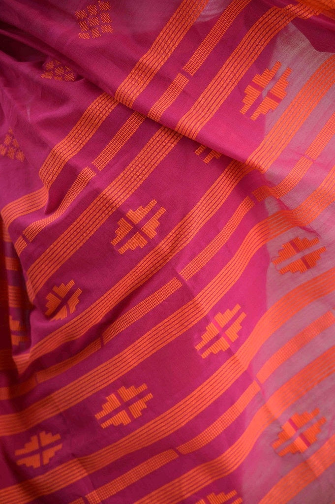 Fuchsia Pink Cotton Saree