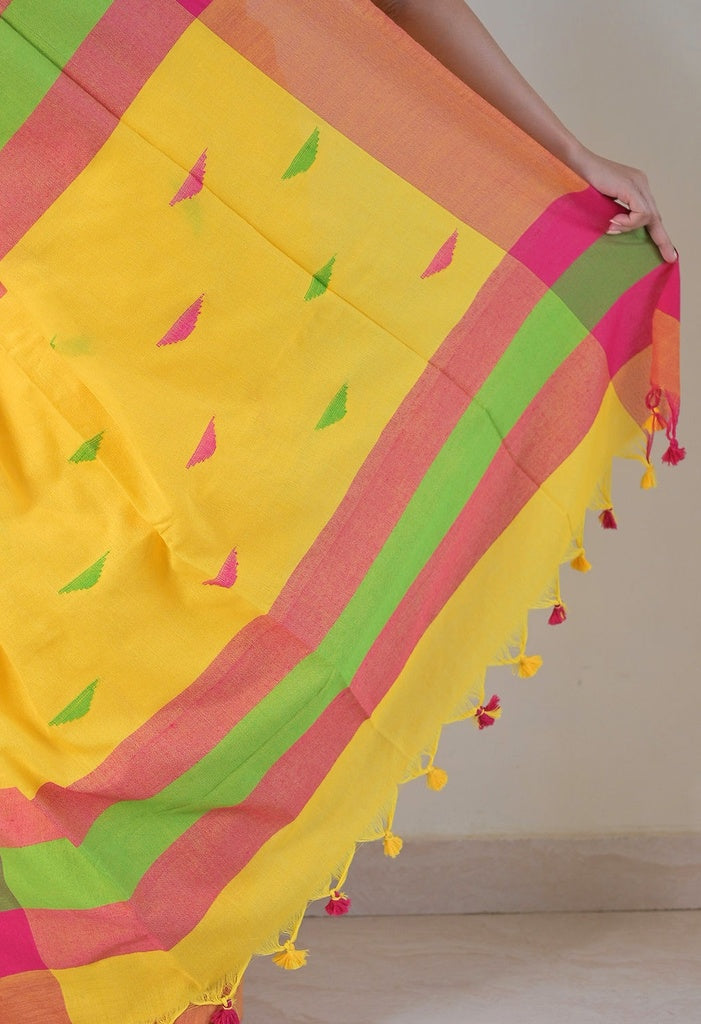 Yellow Cotton Saree