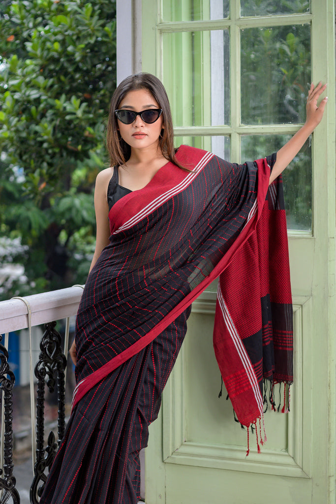 Classic Black Cotton Saree