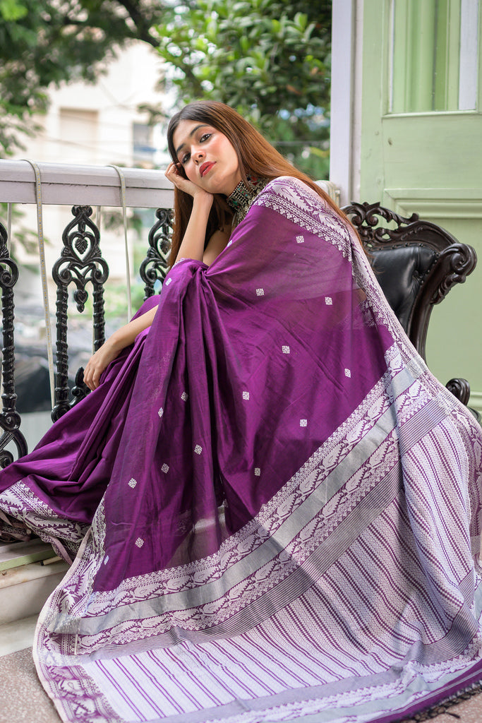 Classic Purple Cotton Saree