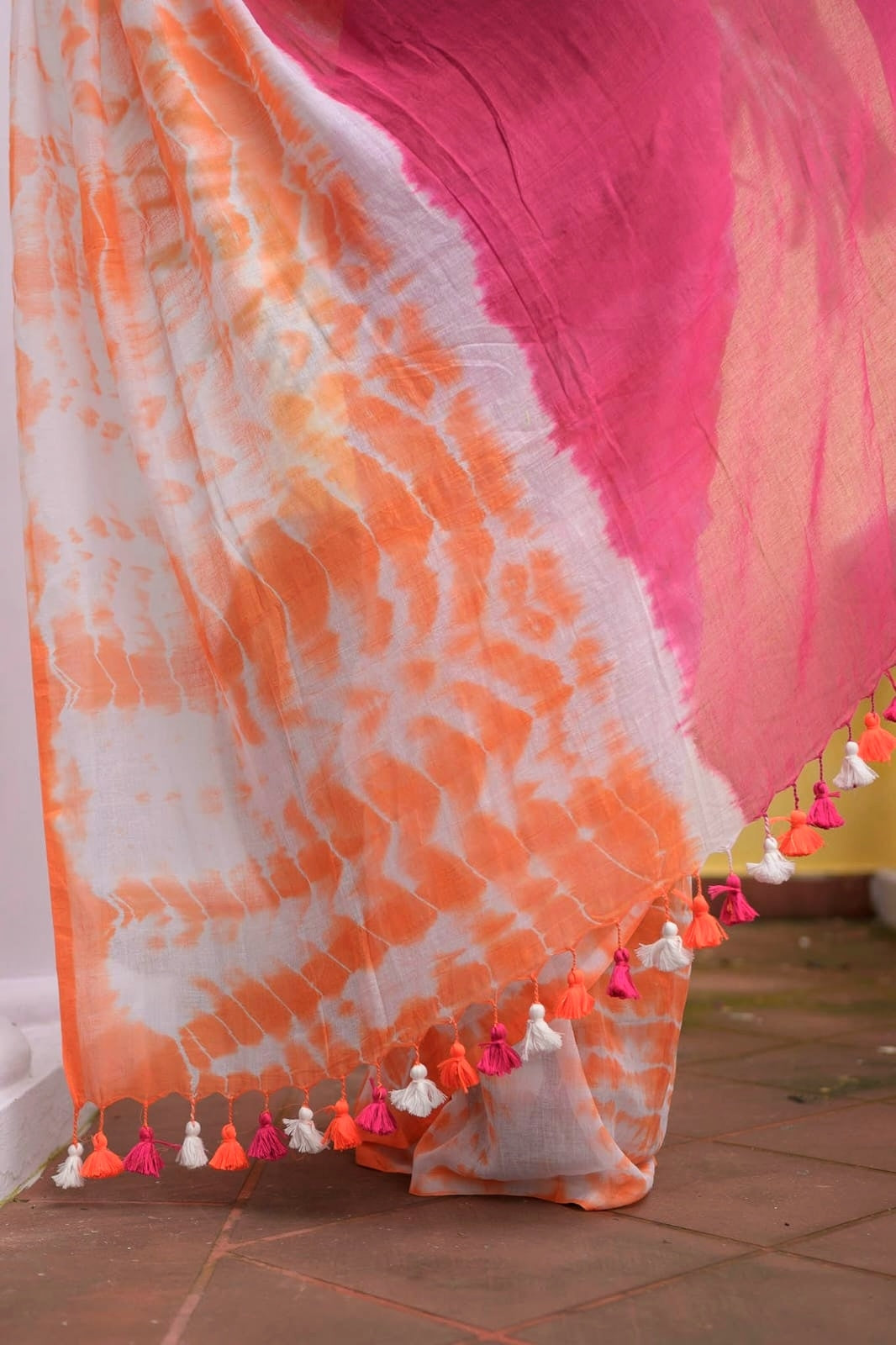 Pink Tie And Dye Mulmul Cotton Saree