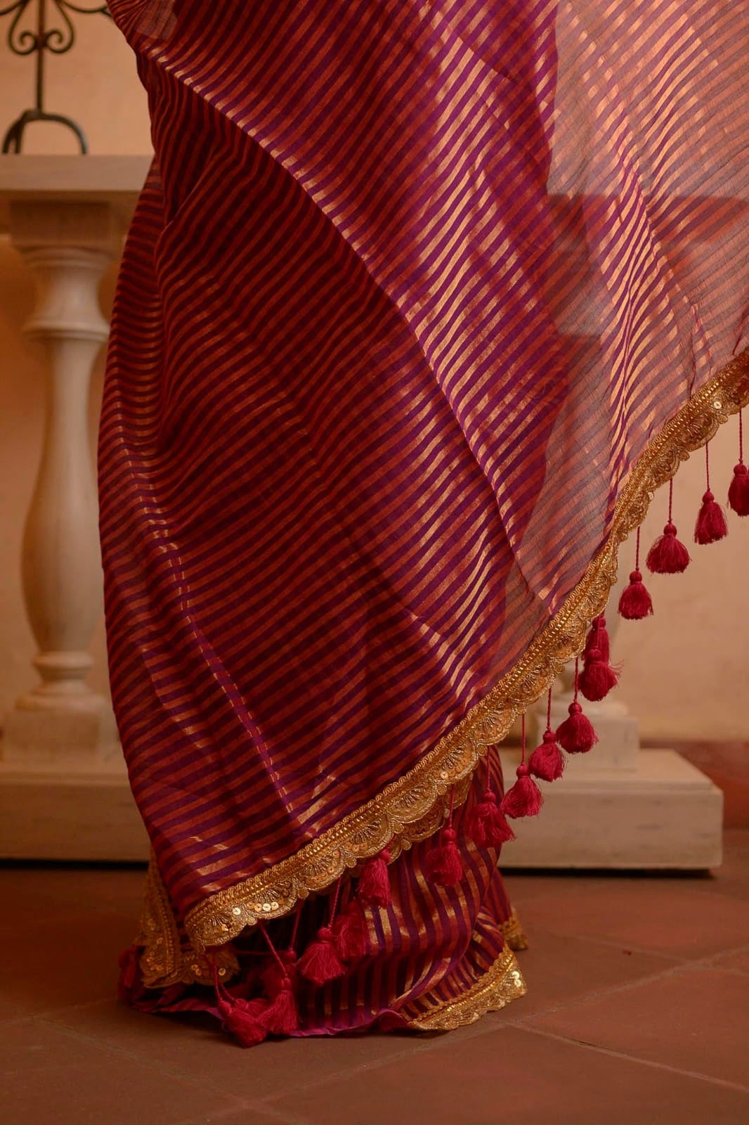 Magenta Zari Tissue Saree