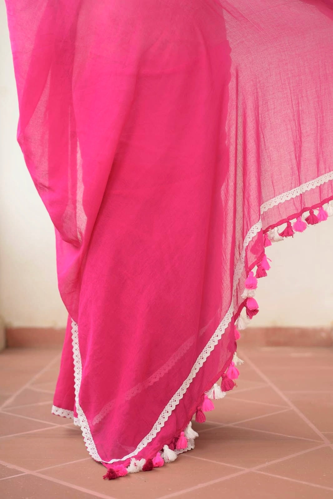 Pink Tie Dye Mulmul Cotton Saree