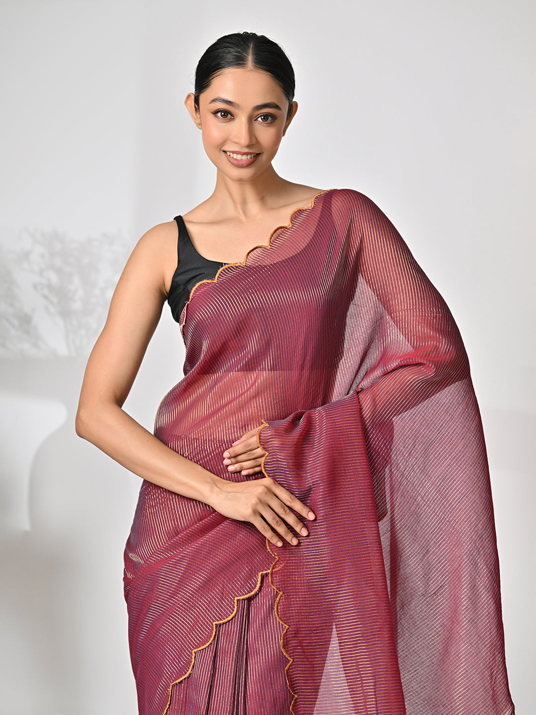 Brown Tissue Saree