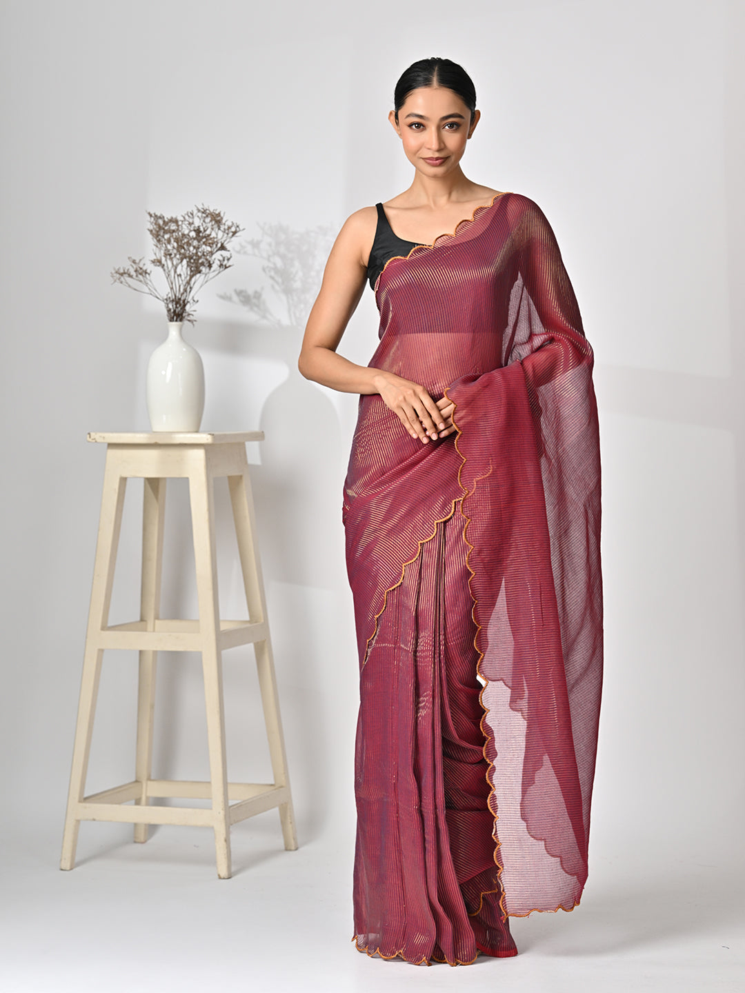 Brown Tissue Saree