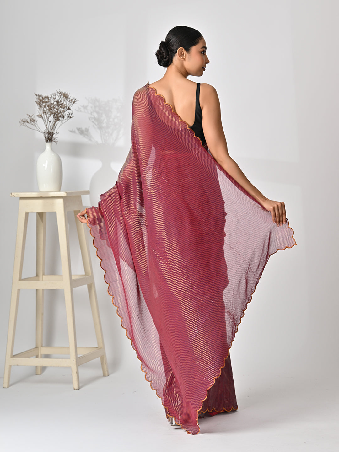 Brown Tissue Saree