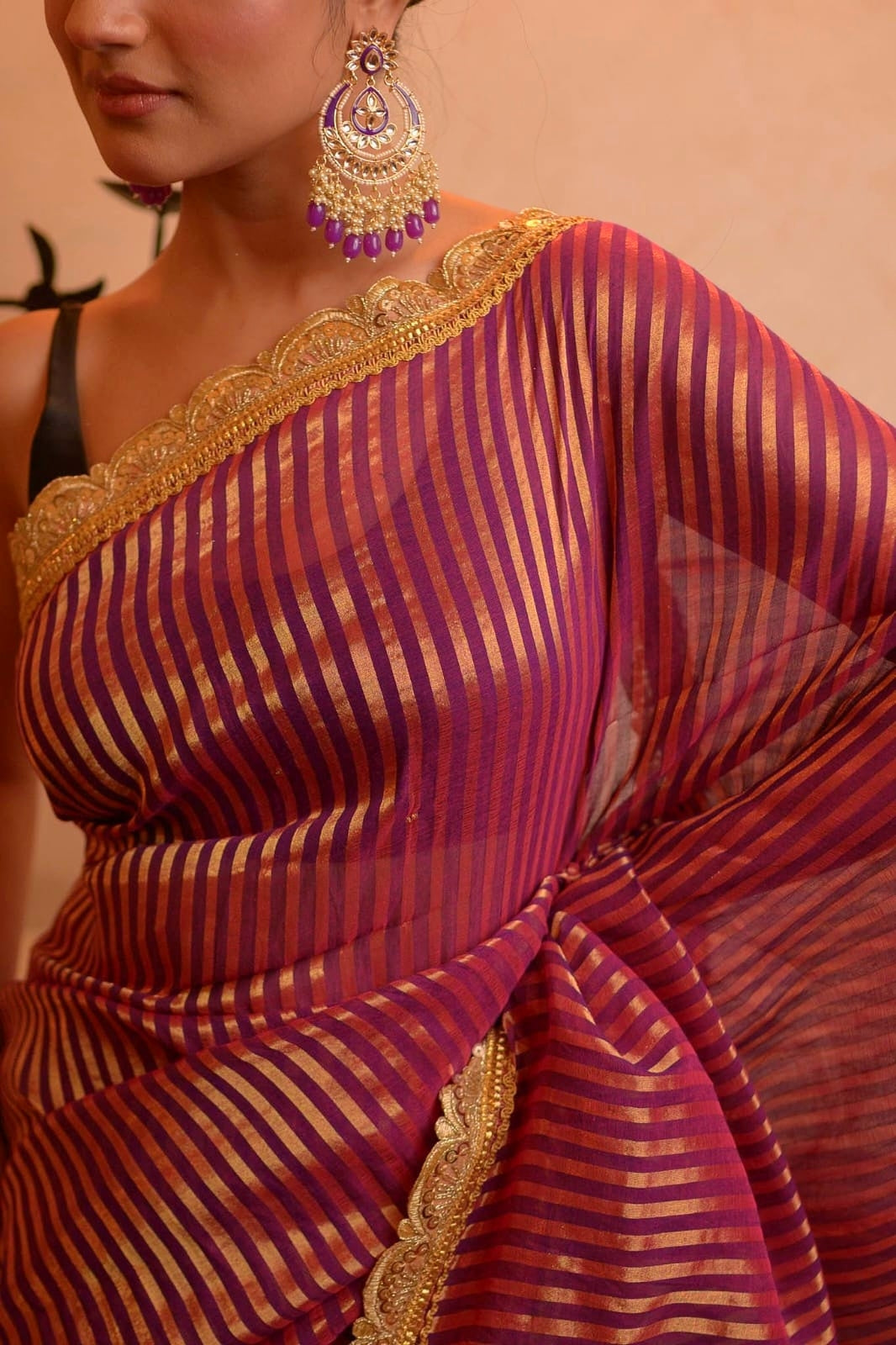 Magenta Zari Tissue Saree
