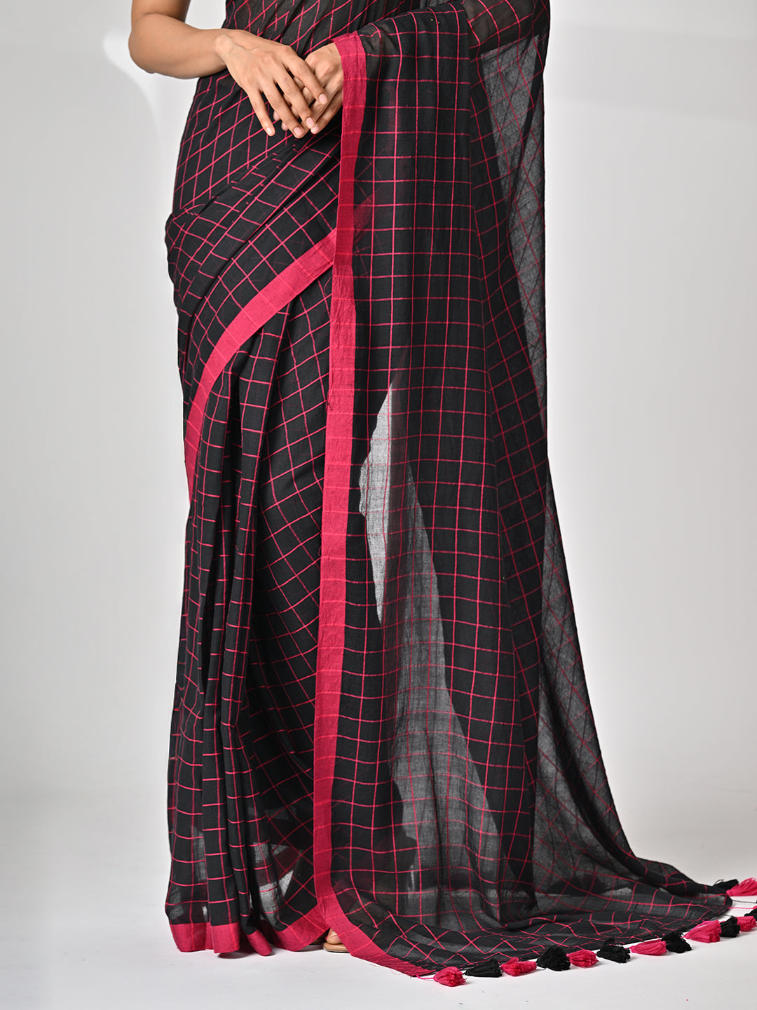 Black Mulmul Cotton Saree