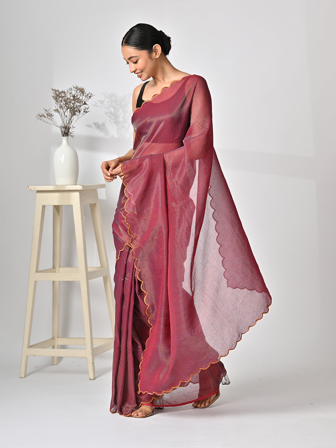 Brown Tissue Saree