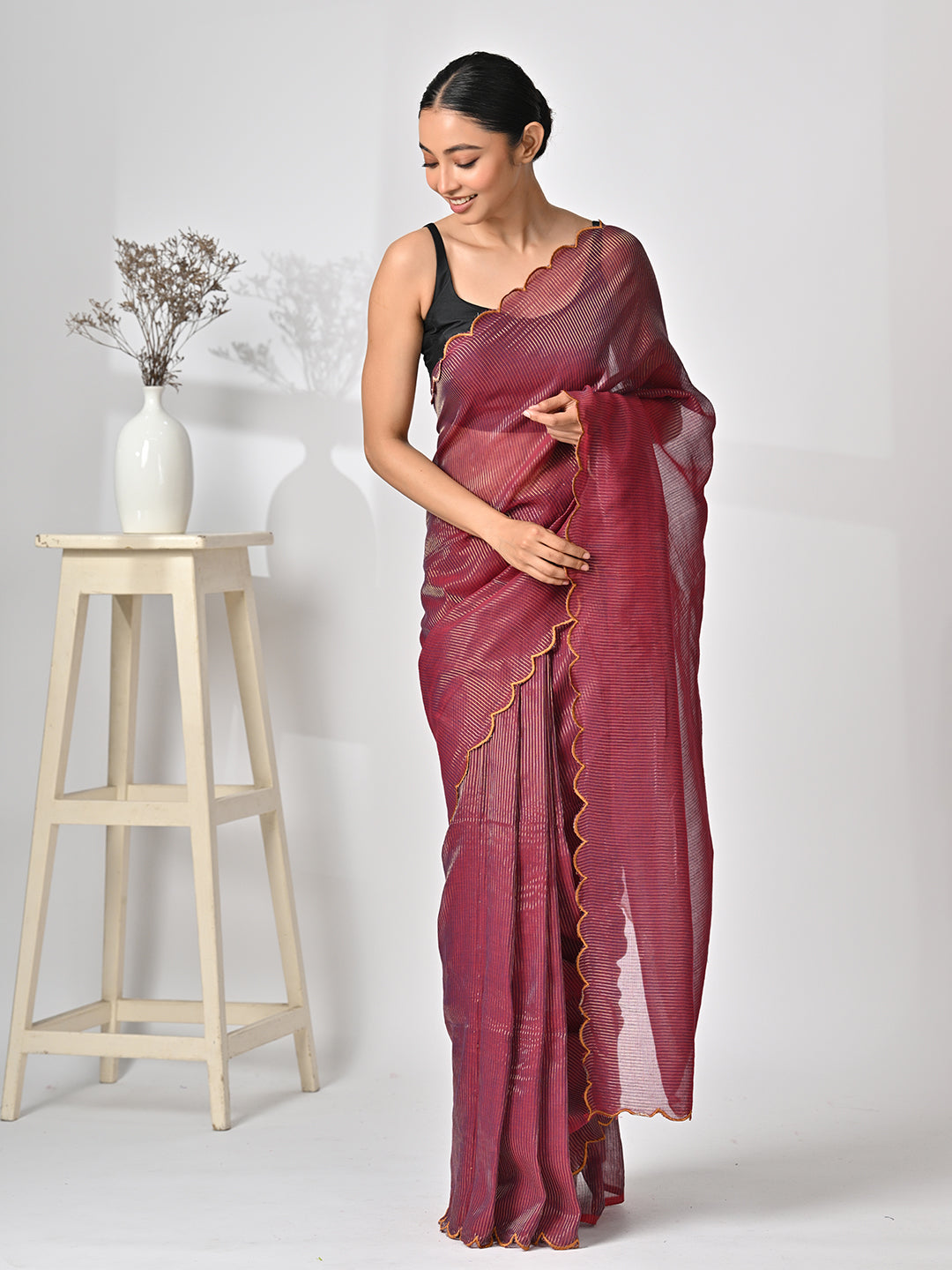 Brown Tissue Saree