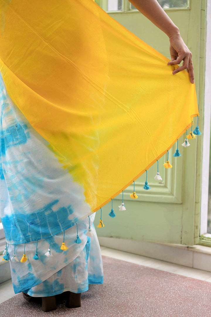 Tie and dye Mulmul Cotton Saree