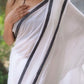 White And Black Mulmul Cotton Saree