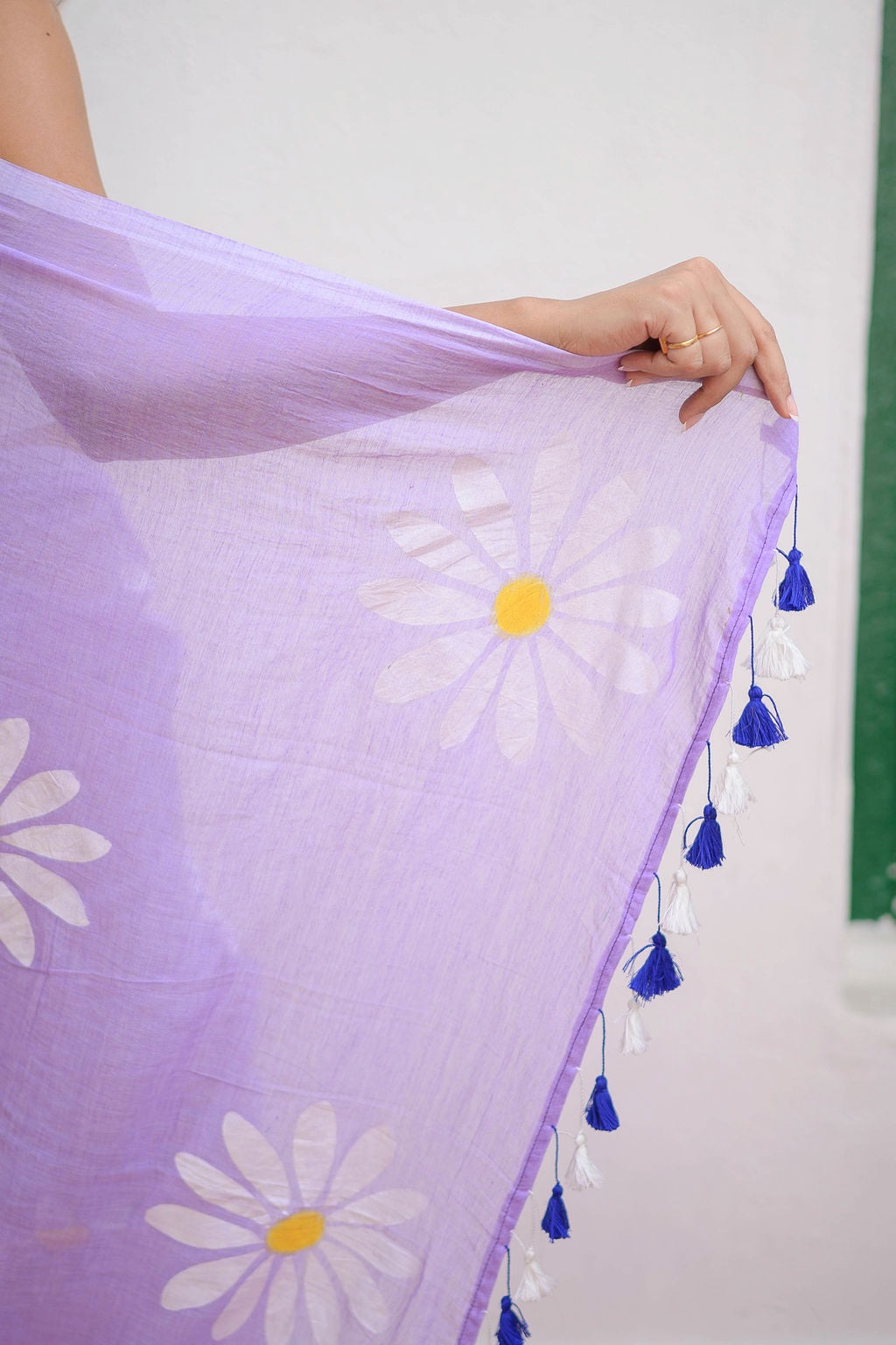 Lavender Handpainted Mulmul Cotton Saree