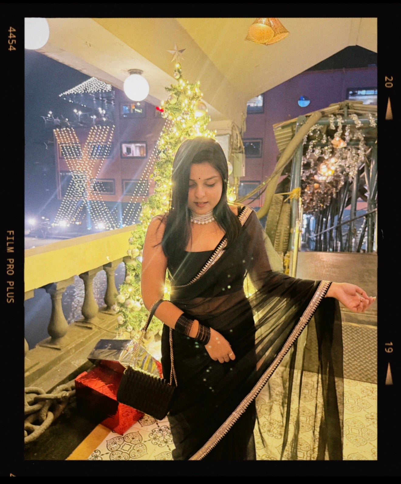 Black Zari Tissue Saree