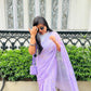 Lavender Sequined Mulmul Cotton Saree