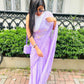 Lavender Sequined Mulmul Cotton Saree